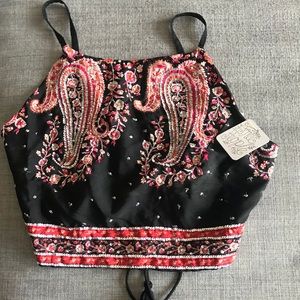 NWT Free People Embellished Lace Up Crop Top